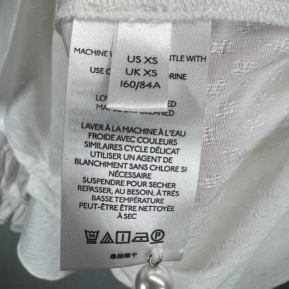 Anthropologie Ruffled Button Up Blouse Womens XS White Pearl Buttons NWOT - Picture 11 of 16
